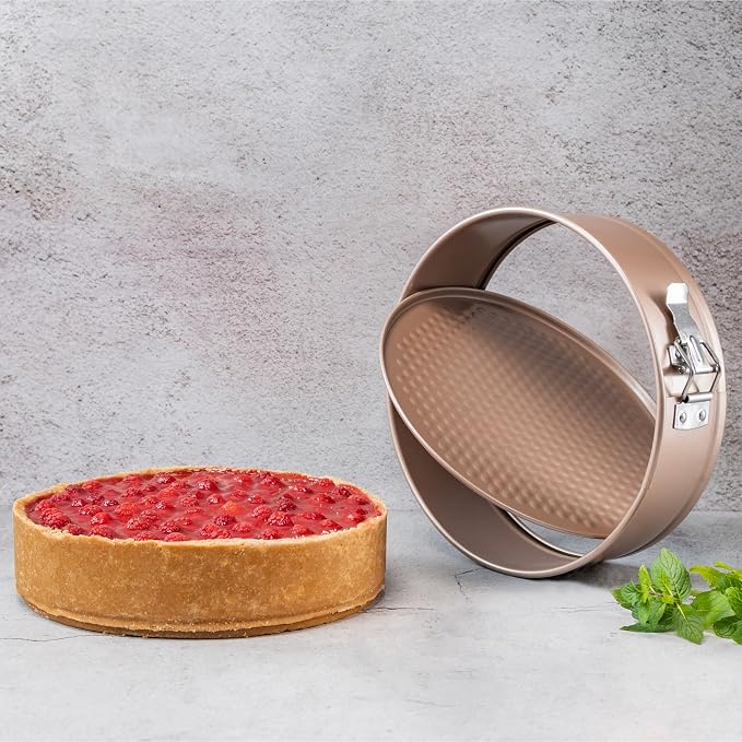 HAPPIELS 8in Springform Pan Nonstick for Oven Baking, PFOA & BPA Free | Springform Cheesecake Pan | Non Toxic Spring Form Cake Mold | Best Nontoxic Non Stick | Leakproof Cake Tin