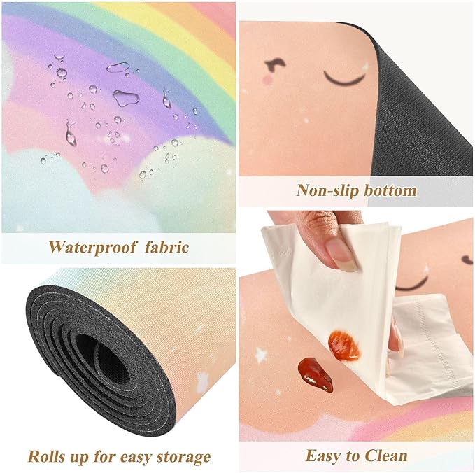 Pink Cute Rainbows and Stars Trivet Table Runner Heat Resistant 230F for Hot Dishes Pots Plates Kitchen Dining Table Protector Decorative 39.37 X 11.8 Inch