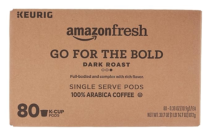 AmazonFresh Go For the Bold, Dark Roast Coffee, Single Serve Cups, 80 Count