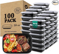 38 Oz Plastic Meal Prep Containers - [100 Set] Food Storage Containers with Lids - Clear Disposable To Go Containers, BPA Free, Stackable, Leakproof, Microwave and Freezer Safe