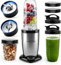 Personal Blender for Smoothies and Shakes, 2-in-1 Bullet Grinder with 24oz To-Go & 10oz Cup Portable Ice Crushing Mini, BPA-Free & Dishwasher Safe, Protein Shake Maker, Silver