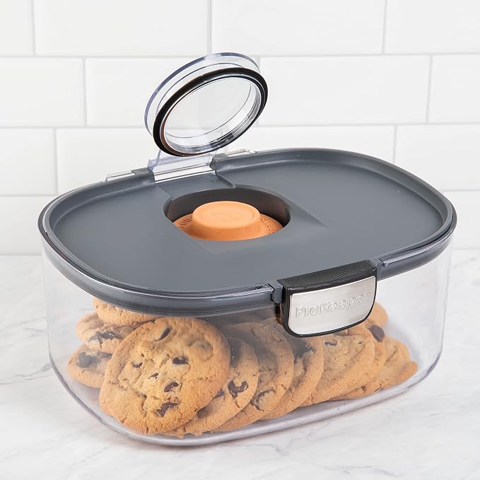 Progressive ProKeeper International Airtight Food Storage Container with Terracotta Disk for Freshness, Stackable & Dishwasher Safe, Ideal for Cookies, Baked Goods, & More 3 Quart, 3-Piece