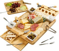 Gibson Home Rustic Inspirations 18-Piece Bamboo Charcuterie Board Set for Serving – Large Cheese & Fruit Tray with Hidden Drawer Ceramic Bowls Utensils – Gift for Entertaining Housewarming Holidays