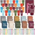 Teenyyou 90 Pcs Employee Appreciation Gift Set, 16oz Tumbler with Lid Notebook Pen Bulk Thank You Gift Holiday Party Favor for Teachers Office Coworker Teacher Staff Team (Fresh Color,Delicate Style)