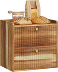 Trironsun Acacia Bread Box for Kitchen Countertop Wood Bread Storage Container Bin Double Layer BreadBox Farmhouse Large Capacity Food Organizer (Acacia Wood)