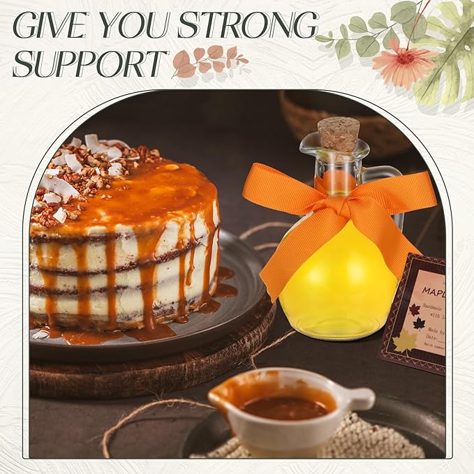 Blushtier 18 Pcs 6.7 oz Glass Maple Syrup Bottles Clear Reusable Glass Bottles with Lids Loop Handle and Maple Syrup Stickers Syrup Jars Syrup Container for Milk Potion Juice Sauce Oil Storage Gift