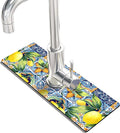 Kitchen Sink Splash Guard Faucet Mat Super Absorbent Fast Drying Mat Sink Gadgets Splash Guard Behind Faucet Drip Catcher for Kitchen (Lemon, 15x5.5in)