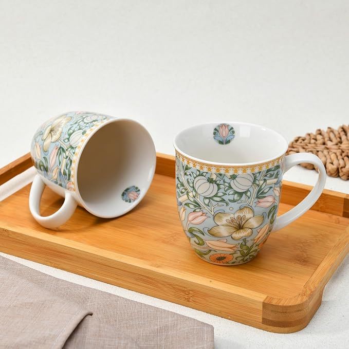 STP GOODS Porcelain Mug 13.5 fl. oz. - Set of 2 in Gift Box Coffee Cup, Gift for Women and Men (Morris Garden) | Coffee Cup, Gift for Women and Men