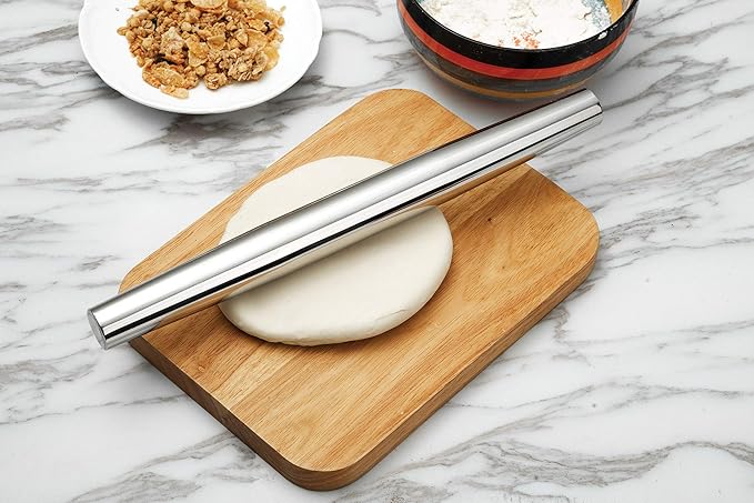 Fox Run Stainless Steel Rolling Pin, Tapered French Rolling Pin, 18" x 1.25"