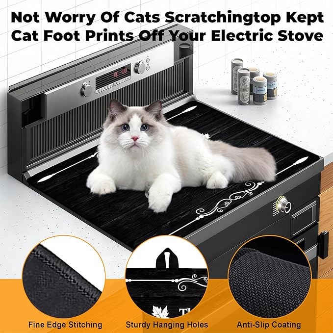 Stove Top Cover- Mat for Electric Stove Protector with Anti-Slip Rubber Coating Dish Drying Mats Scratch-Resistant (Black board, 28.5" x 20.5")