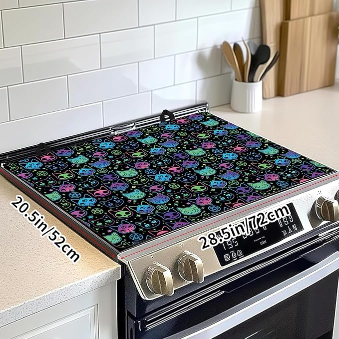 Decorative Electric Stove Top Covers, Heat Resistant Silicone Stove Cover Mat, Stove Top Protectors for Electric Flat Glass Stoves, Adds Extra Counter Space for Small Kitchens and Apartments
