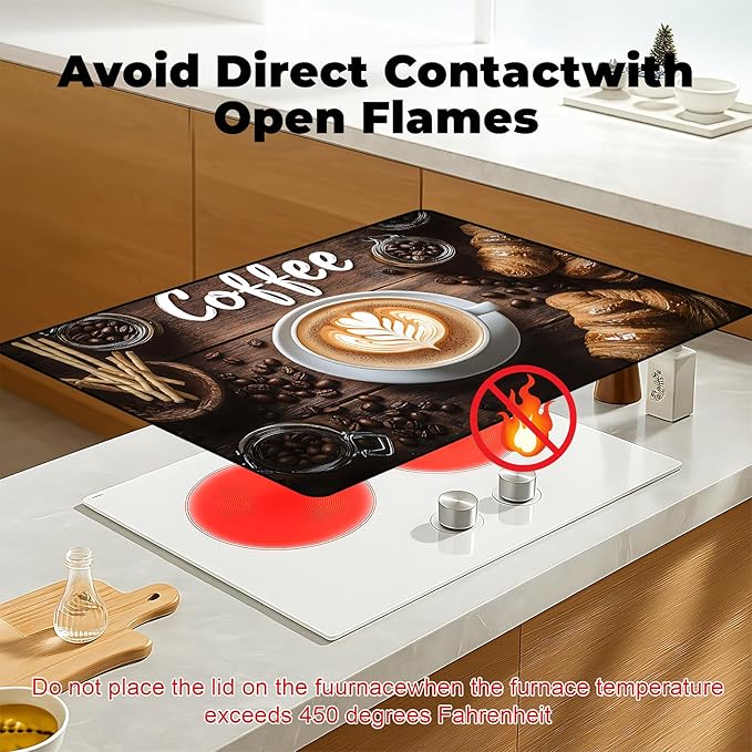 Stove Top Cover- Mat for Electric Stove Protector with Anti-Slip Rubber Coating Dish Drying Mats Scratch-Resistant (coffee, 30" x 21")