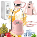 Upgraded Fresh Juice Blender Bottle Portable, Juicer Portable Blender Shake, 380ML USB/Magnetic Charging for Shakes and Smoothies, with Travel Cup and Lid (Pink,Magnetic charging)