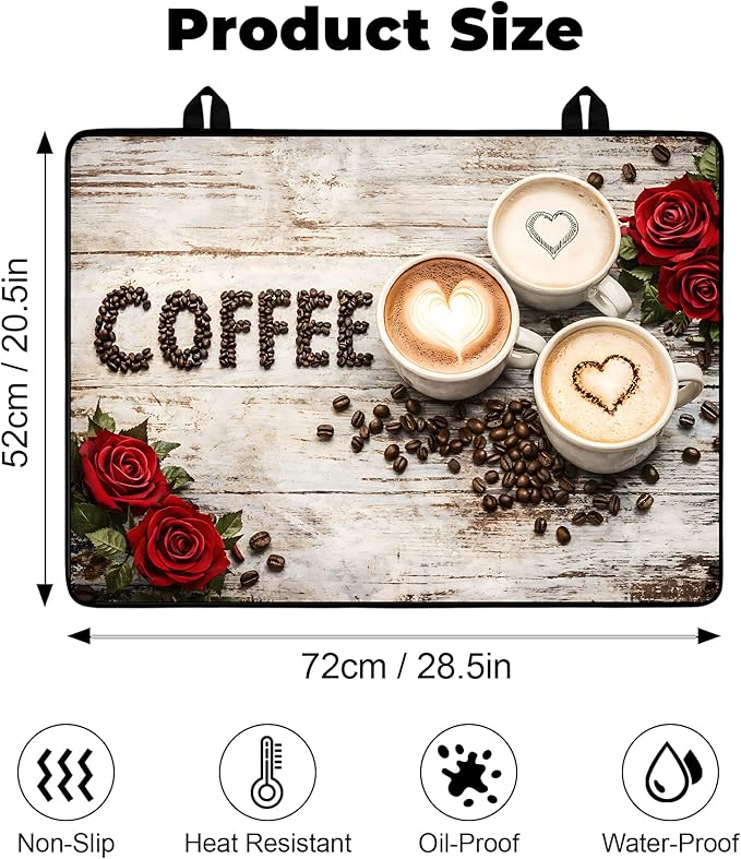 Stove Top Cover- Mat for Electric Stove Protector with Anti-Slip Rubber Coating Dish Drying Mats Scratch-Resistant (Cup, 28.5" x 20.5")