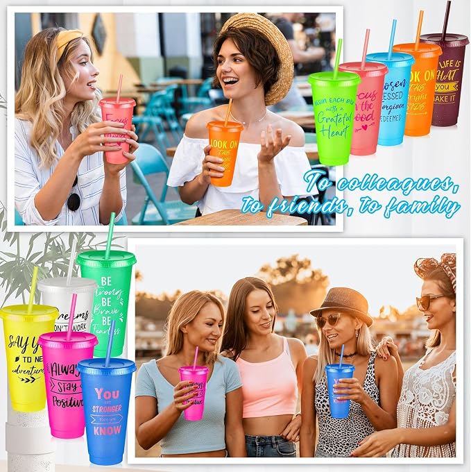 Uiifan 50 Pcs Inspirational Cups Bulk Appreciation Gifts for Employee Coworker Staff Team Thank You Gifts, Office Prizes for Adults Work Party Favors, Associates, Giveaways (Vibrant Color)