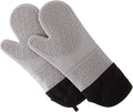 Silicone Oven Mitts – Extra Long Professional Quality Heat Resistant with Quilted Lining and 2-sided Textured Grip – 1 pair Gray by Bedford Home
