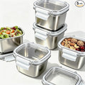 5 Pack Stainless Steel Food Storage Containers with Lids - 15.22 oz Small Snack Boxes & Lunch Containers, Shatterproof Leakproof Freezer Safe Meal Prep Containers for Portioning Snacks, Dips