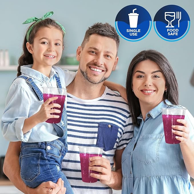 PAMI Disposable Plastic Cups, Bpa- Drinking Glasses for Parties, Cold Drinks, Smoothies, Jello, Cocktails (9 Oz - Case of 960)