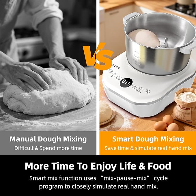 AIZIYO DoughChief, 7.4QT Dough Maker, Dough Mixer with Ferment Function, 304 Stainless Steel Bowl, Removeable lid, Touch Panel Control, Electric Dough Proofing Box for Pizza & Bread