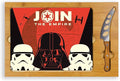 PICNIC TIME Star Wars Empire Icon Glass Top Cheese Board and Knife Set, Charcuterie Serving Tray, Removable Tempered Glass, Parawood and Bamboo Design, (Parawood & Bamboo)