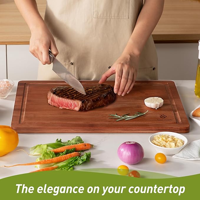 Extra Large Bamboo Cutting Board with Non Slip Feet and Over Sink Butcher Block Chopping Board Nice Solid Thick Wooden Juice Groove Big Xl XXl xlarge Best Hardwood Kitchen Counter Organic
