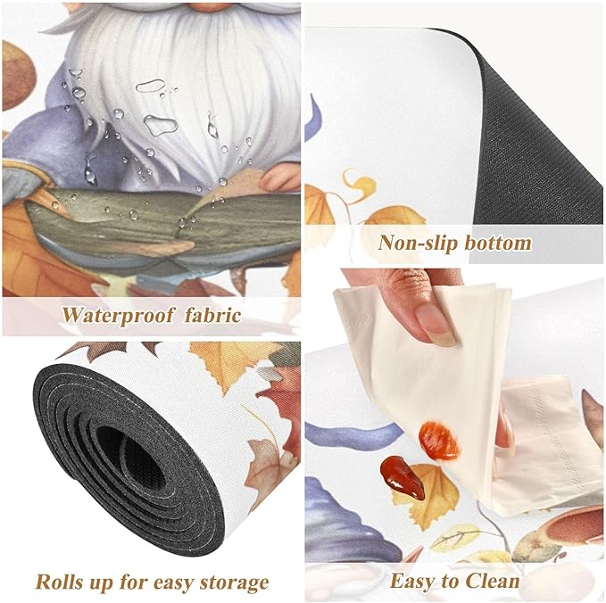 Thanksgiving Gnomes Pumpkins Autumn Leaves Trivet Table Runner 40 Inches Long Trivet for Hot Pots and Pans/Hot Dishes,Table Protector Heat Up to 230F, Decorative Hot Plates Mat for Kitchen Countertop