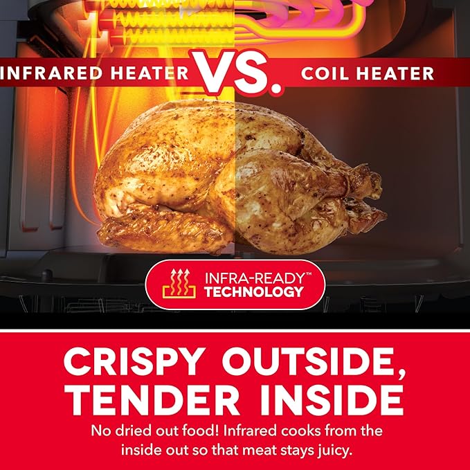Dash 6QT Infrared Digital Air Fryer - Safe Ceramic Nonstick, Basket Style, Viewing Window, Custom Presets & Auto Shake Reminder - Dishwasher Safe Parts, 6 Quart Family-Size Air Fryer
