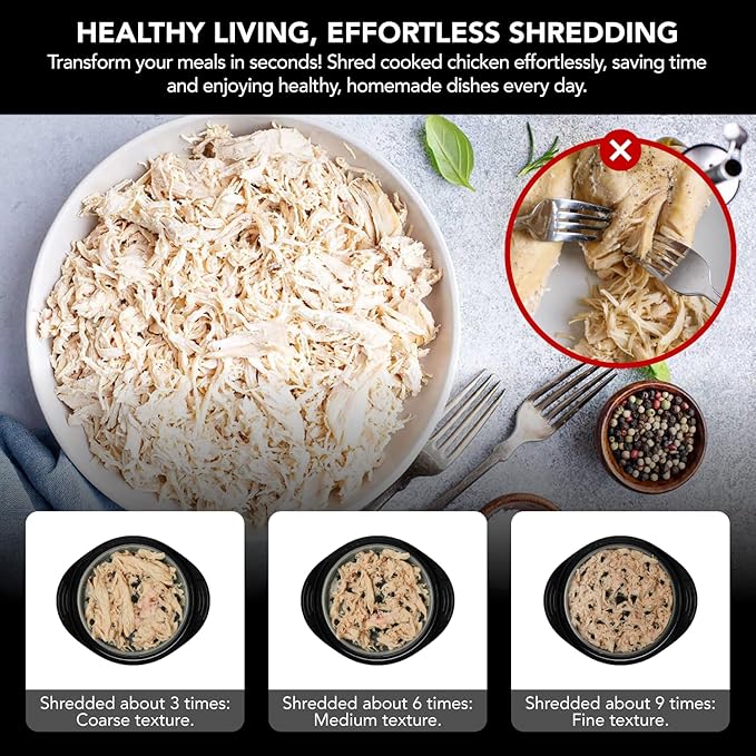 Chicken Shredder with Tray – Fast & Easy Meat Shredder for Pulled Chicken, Pork or Beef – BPA-Free, Anti-Slip Base, Dishwasher Safe – Manual BBQ Gadget – Designed in USA – Cozy Kitchen