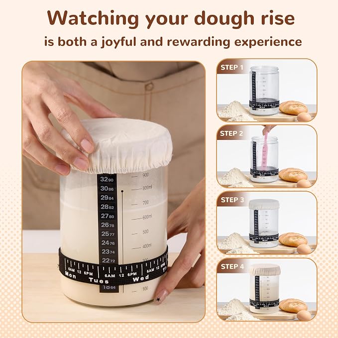 Sourdough Starter Kit, 9" Round and 10" Oval Banneton Bread Baking Supplies, Bread Making Tools Kit, Sourdough Proofing Basket, Sourdough Kit Gifts for Bakers Women Wife Mom