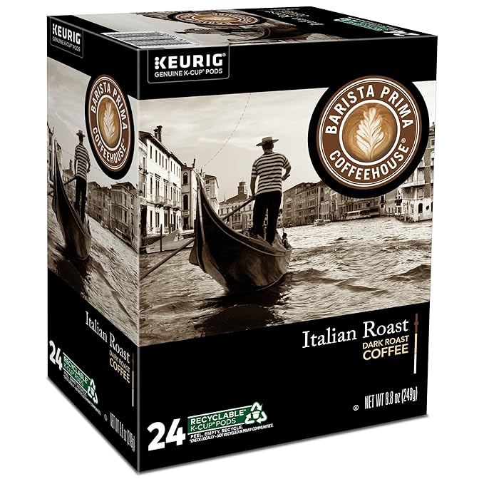 Barista Prima Coffeehouse, Italian Roast Keurig Single Serve K-Cup Pods, 96 Count