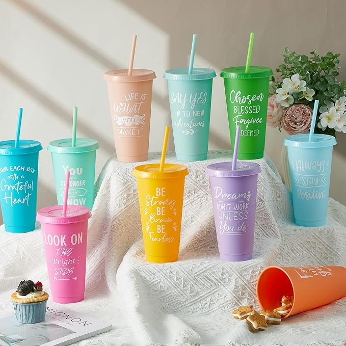 Uiifan 30 Pcs Inspirational Cups Bulk Appreciation Gifts for Employee Coworker Staff Team Thank You Gifts, Office Prizes for Adults Work Party Favors, Associates, Giveaways (Pastel Color)