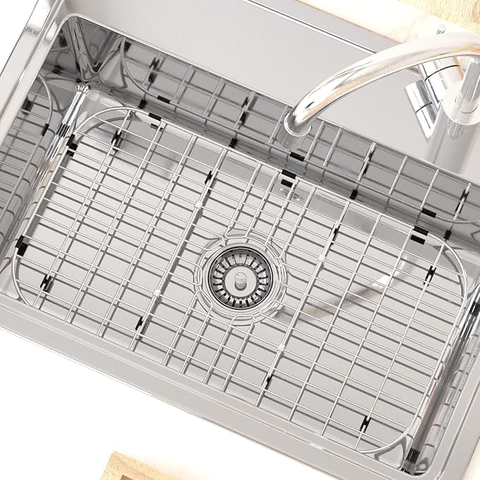 SANNO Kitchen Sink Grate Stainless Steel Sink Protector Over The Sink Expandable Dish Drying Rack