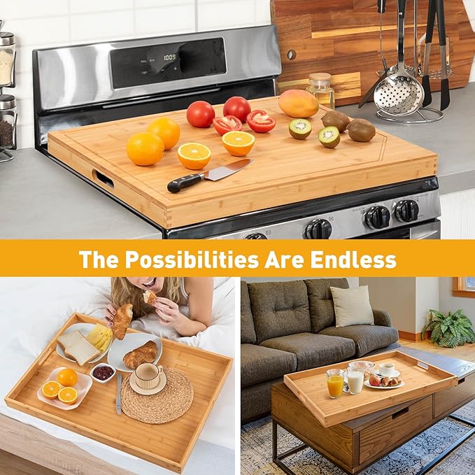 Cutting Board, Stove Top Covers for Electric Stove, Wood Cutting Boards for Kitchen, Noodle Board Stove Cover (Bamboo)