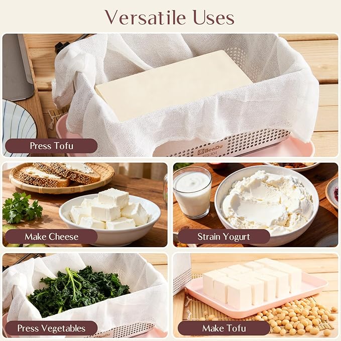 Tofu Press Stainless Steel, Paneer Maker with Upgraded Deep-Press Design, Improves Tofu Flavor and Texture, for Homemade Tofu, Paneer Press and Cheese Press, Multi-Functional Kitchen Tool-Plus Size