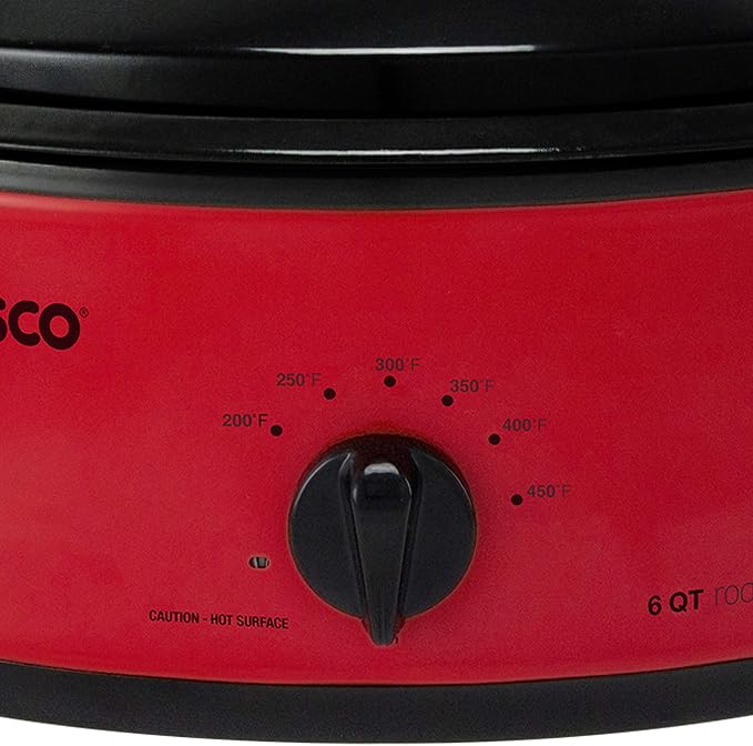 NESCO 4816-12, Roaster Oven with Porcelain Coated Steel Cookwell, Red, 6 quart, 750 watts