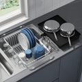 JASIWAY Dish Drying Rack in Sink, Expandable Stainless Steel Dish Drainers with Drainboard for Kitchen Counter, Space Saving Dish Dryer Rack, Over The Sink Dish Racks with Utensil Holder & Cups Holder