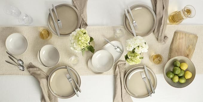 Oneida 897208 Organic Shades 12-Piece Dinnerware Set, Oatmeal