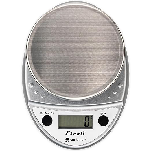 San Jamar SCDGP11M Professional Round Digital Food/Kitchen Scale, 11 lb Capacity, Metallic