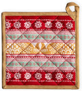 Maison d' Hermine Pot Holders 100% Cotton Heat Resistant Potholders 8" x 8" Hot Pads with Loop for Thanksgiving Christmas Decorations BBQ Cooking Baking Handling Hot Pans (Pack of 1, Sofia)