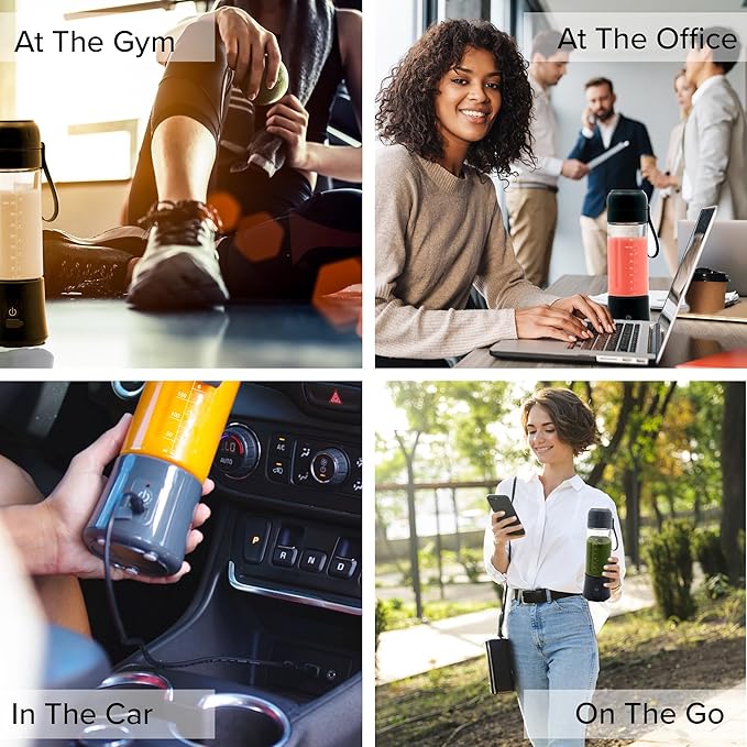 Nuwave 16OZ On-the-Go Personal Blender, Lightweight & Portable Blender for Shakes and Smoothies, 6 Blades, USB Rechargeable, Leak-Proof Lid, BPA-Free, Self-Cleaning, for Gym, Kitchen, Office