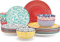 vancasso SELENE Plates and Bowls Set for 6, 18 Pieces Dinnerware Sets, Mircowave and Dishwasher Safe Dishes Set, Porcelain Muted Dinnerware