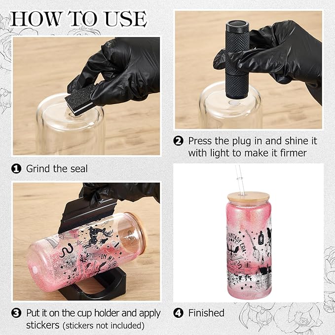 LemonRoad 15 Pcs Snow Globe DIY Tumbler Tool Kit Include Storage Box Squeeze Bottle Funnel Silicone Cup Cradle Measuring Cup Flashlight for Beginner Making Supplies Thanksgiving Day Gifts (Black)