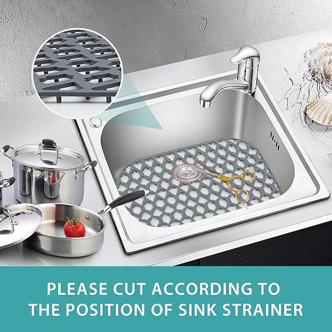 SAMSIER Silicone Sink Protectors Mats (13x11 & 14x12 & 16x12 & 18x16 & 19x14 & 21x16 & 22x13 & 25x16 & 26x14 & 28x14 & 30x16) for Bottom of Kitchen Sink (16.7”x12.5”)
