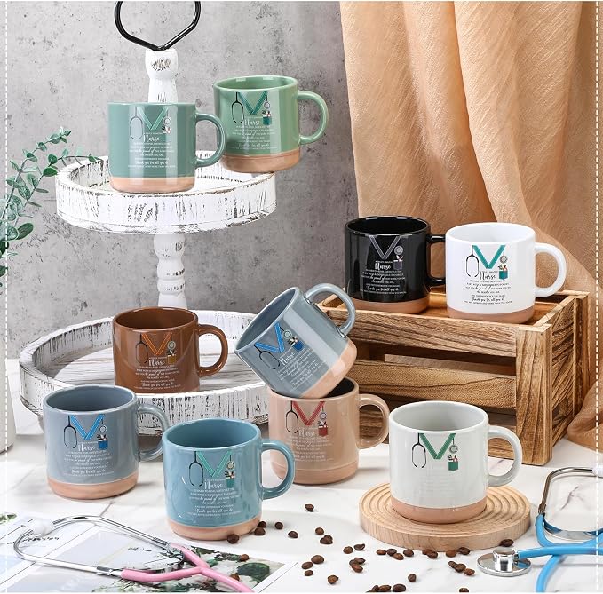 Didaey 10 Pcs Nephrology Nurses Week Gift 2026 Bulk Thank You Mugs Inspirational Ceramic Coffee Mugs 13 oz Appreciation Cups Back to School Gift for Nursing School Teacher Student Staff, 10 Colors