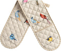 Maison d' Hermine Double Oven Mitts 100% Cotton 7"x35" Double Oven Mitt Heat Resistant BBQ Cooking Gloves with Loop Baking Grilling Gifts for Mothers Day Spring Summer (Birdies on Wire)