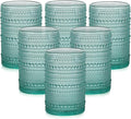 ZMOWIPDL Vintage Glassware Drinking Glasses Set of 6,15 oz Hobnail Glass Cups,Embossed Lake Blue Water Tumbler,for Beer,Cocktail,Whiskey,Juice and Various Mixed Drinks- 1 Cleaning Brush