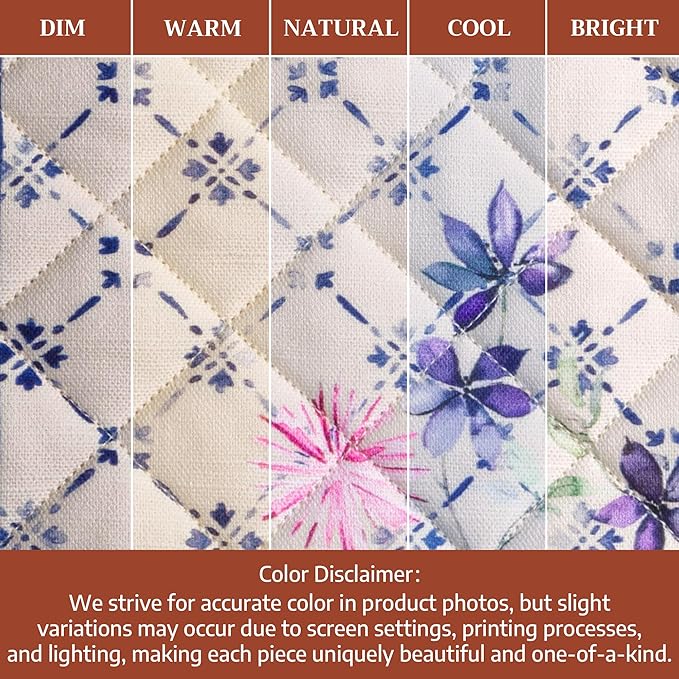 Maison d' Hermine 100% Cotton Oven Mitt & Pot Holder Set (7.5"x13" & 8"x8") Heat Resistant BBQ Cooking Gloves with Loop Baking Grilling Kitchen Gifts for Mothers Day Spring/Summer (Faience)