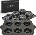 Mini Bundt Cake Pans for Baking – Set of 2 – 6 Cups Each (12 Cups Total) – Nonstick Black Carbon Steel – Heavy-Duty & Built to Last – Carefully Packaged in a Clean Black Box – PFOA & PTFE Free