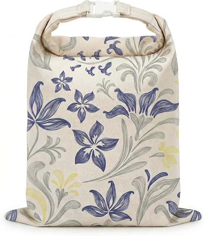 Beeswax Bread Bags for Sourdough & Homemade Bread (2 Pack), XL 13"x17" Large Reusable Cotton & Linen Bread Bag, Keep Loaves Fresh Longer, Natural & Easy to Clean (Classic Blue Floral)