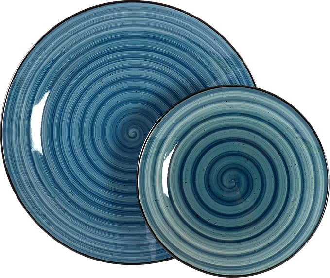 Elama Gia 24 Piece Stoneware Dinnerware Set (Dark Blue)